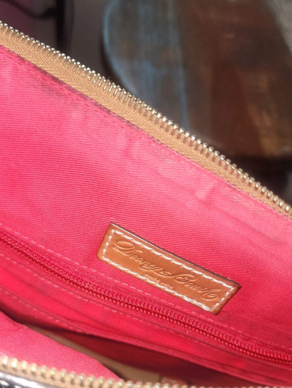 Dooney & Bourke Black Tan Pebbled Leather Flourentine Satchel Shoulder Bag - Picture 12 of 16